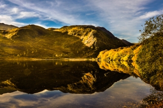 snowdon lake reflection in the sun, Emily Bennett