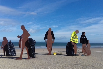 On the beach sculpture at litter pick