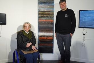 Comissioned artist Catherine Taylor Parry and Corsydd Calon Mon project manager Neil Dunsire