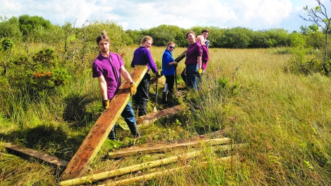 Voluneers at Cors Coch Nature Reserve