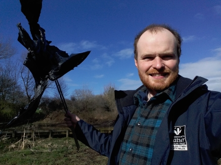 Artificial newt breeding habitat/Cynefin bridio madfall artiffisial - Marchwiel Marsh, Wrexham