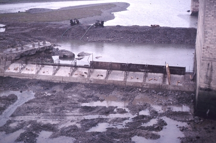 Cemlyn weir construction 1978