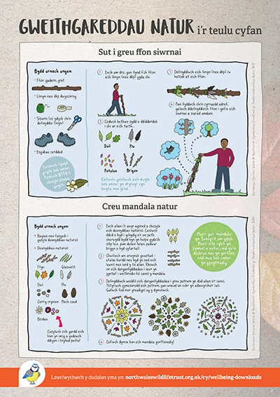 Make a journey stick and nature mandala activity sheets 