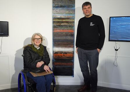 Comissioned artist Catherine Taylor Parry and Corsydd Calon Mon project manager Neil Dunsire