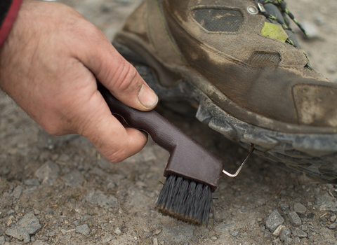 Scrub those all-important hard to reach places, such as the treads on the bottom of your boots