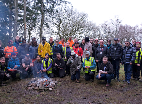 Image of work party including volunteers and staff