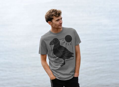 Men's puffin T-shirt Grey
